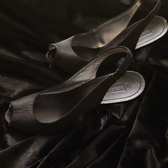 BCBGMaxAzria Black Peep-Toe Heels - Picture 3 of 5